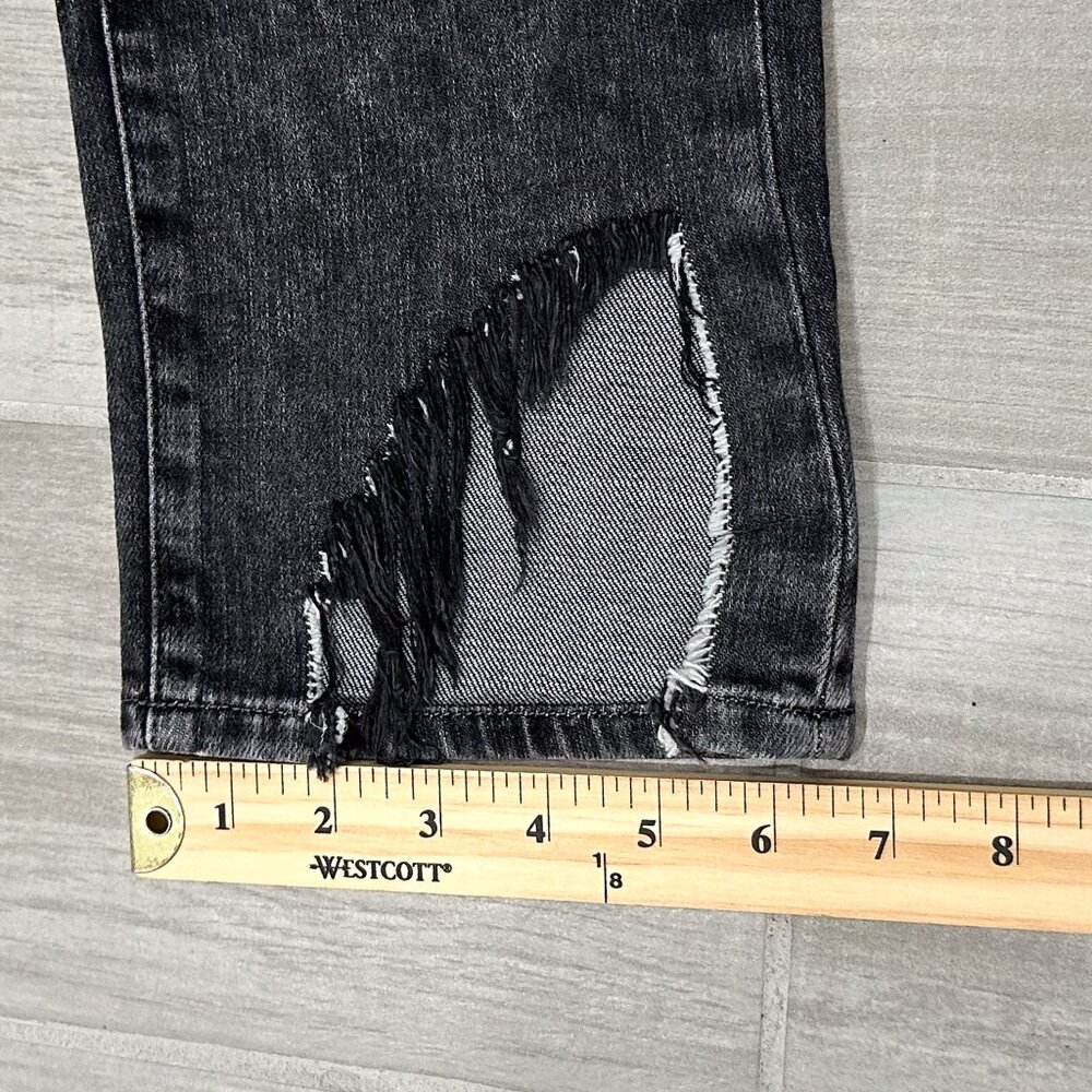 Frame Le High Straight Split Hem Frayed Jeans in Silver Strike Acid Wash Denim - Picture 15 of 16